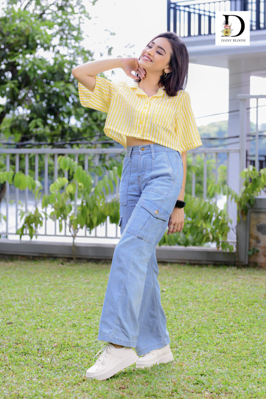 Oversized striped crop shirt - Bumblebee (yellow)