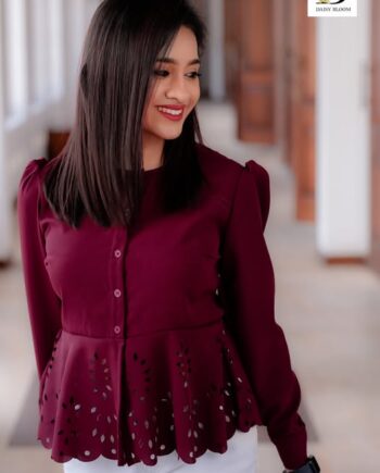 Laser cut shirt blouse - Sangria