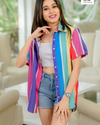 Rainbow stripes oversized shirt