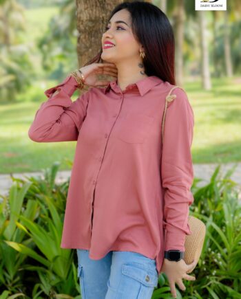 Oversized Button down shirt - Desert Coral