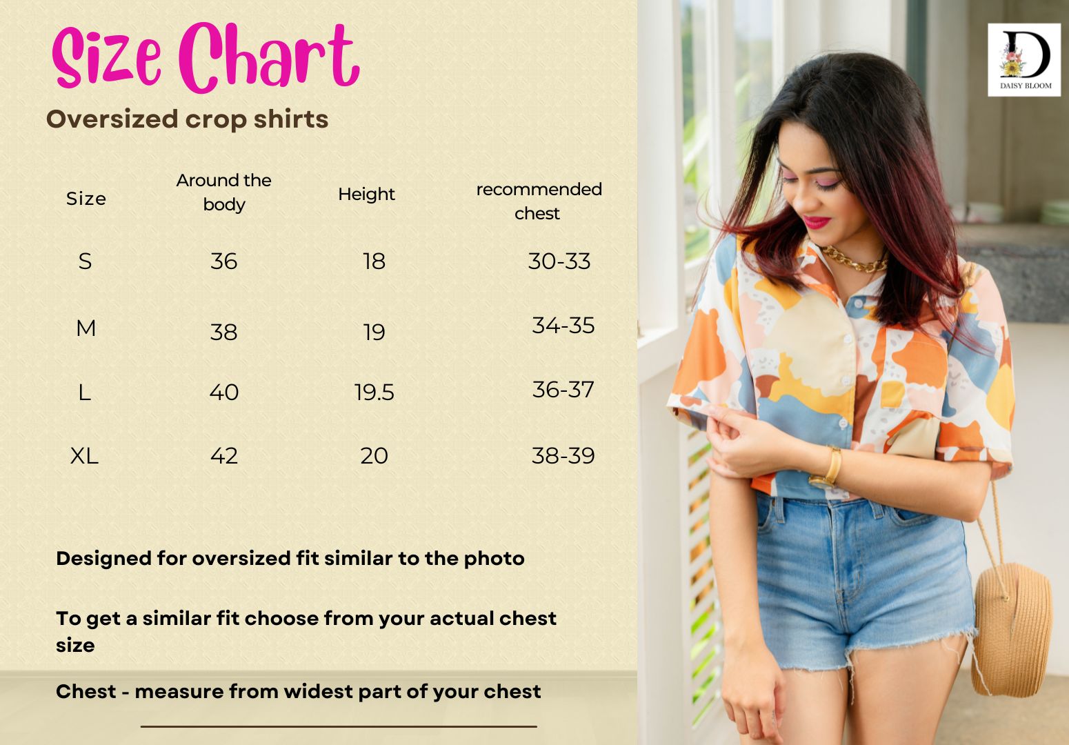 Oversized Cropped Shirt - Midnight Petals