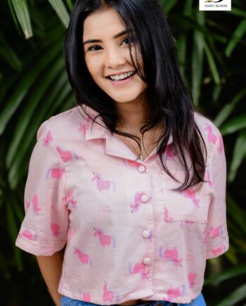 Sugarcane pink crop shirt