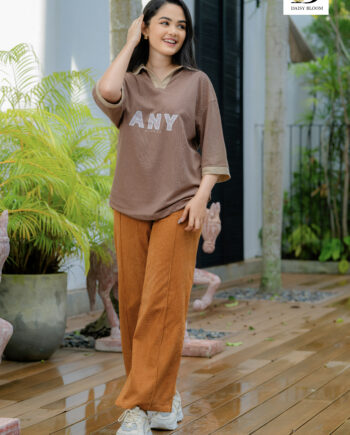 oversized polo T-shirt - Oak Brown