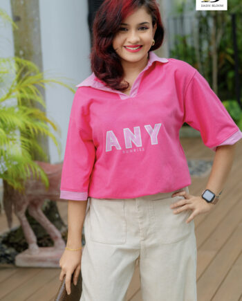 oversized polo T-shirt  - Fuchsia pink