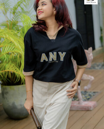 oversized polo T-shirt - Jet Black