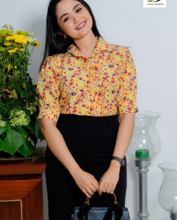 Amber Petals Puffed Sleeve shirt blouse