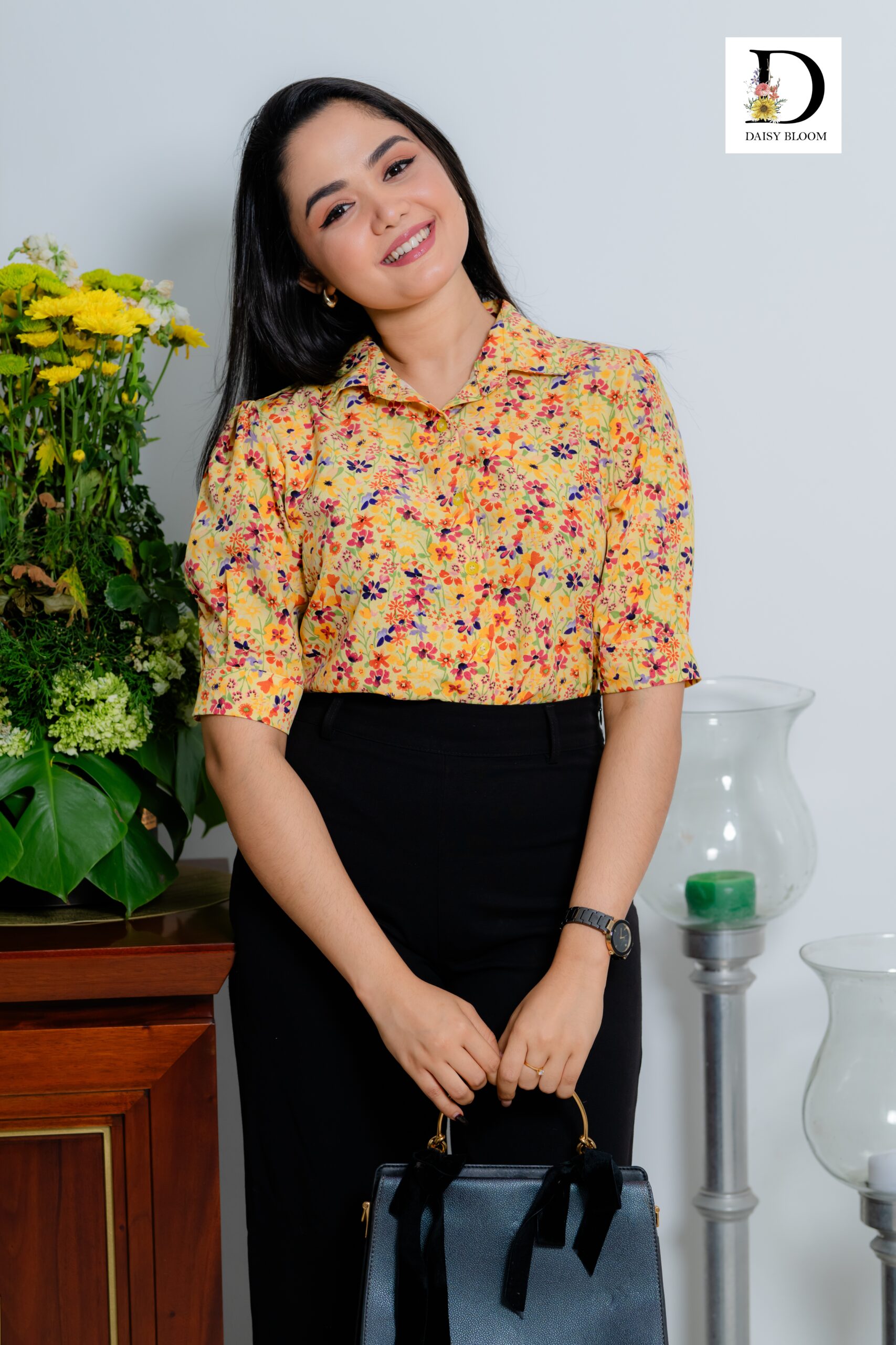 Amber Petals Puffed Sleeve shirt blouse